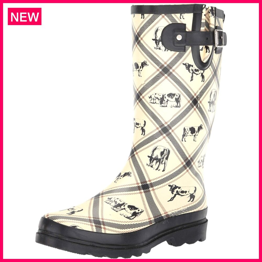 Women's Waterproof Tall Rain Boots Size 9 M Rubber Treaded Sole